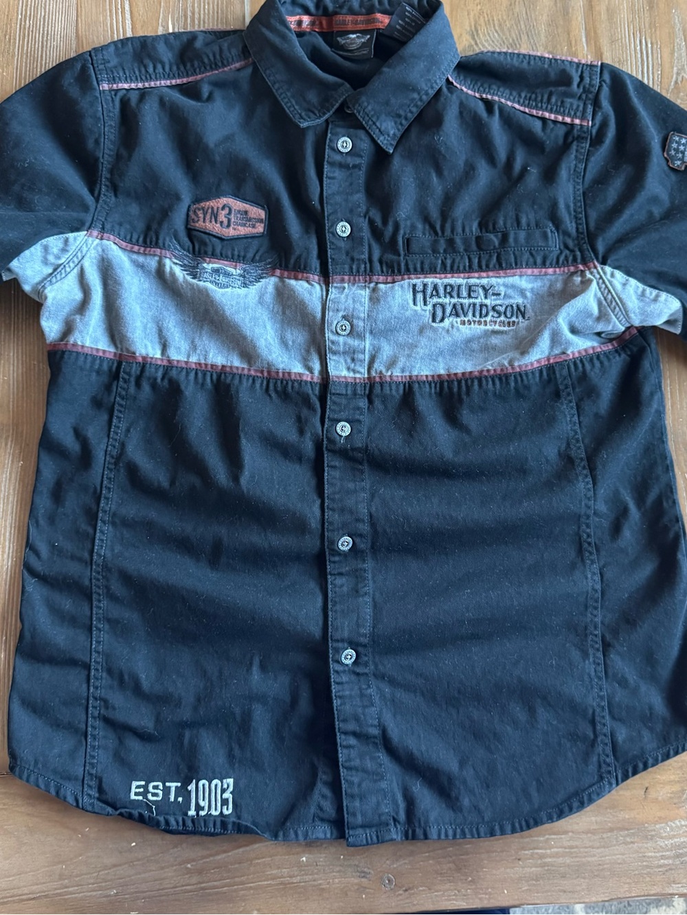 Harley-Davidson Men's Iron Block Short Sleeve Woven Button-Up Shirt